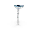 White gold Pear Cut Aquamarine Solitaire Twisted Band with Round  Accents and Prong Setting_14