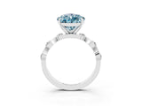 White gold Pear Cut Aquamarine Solitaire Twisted Band with Round  Accents and Prong Setting_15