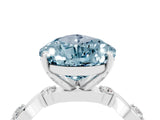 White gold Pear Cut Aquamarine Solitaire Twisted Band with Round  Accents and Prong Setting_16