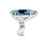White gold Pear Cut Aquamarine Solitaire Twisted Band with Round  Accents and Prong Setting_17