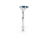 White gold Pear Cut Aquamarine Solitaire with Side Baguettes and Channel Set Band_2