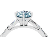 White gold Pear Cut Aquamarine Solitaire with Side Baguettes and Channel Set Band_4