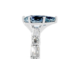 White gold Pear Cut Aquamarine Solitaire with Side Baguettes and Channel Set Band_5