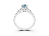 White gold Pear Cut Aquamarine Split Shank Engagement Ring with Pavé Band_3