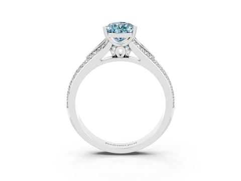 White gold Pear Cut Aquamarine Split Shank Engagement Ring with Pavé Band_3