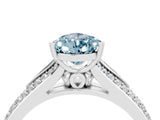 White gold Pear Cut Aquamarine Split Shank Engagement Ring with Pavé Band_4