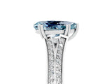 White gold Pear Cut Aquamarine Split Shank Engagement Ring with Pavé Band_5