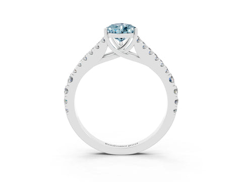 White gold Pear Cut Aquamarine Split Shank Pavé Engagement Ring with Four-Prong Setting_15