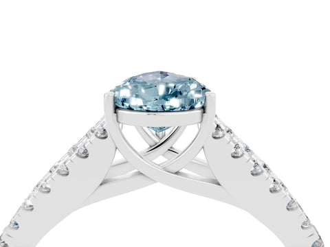 White gold Pear Cut Aquamarine Split Shank Pavé Engagement Ring with Four-Prong Setting_16
