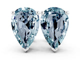 Silver 0.67 Carat Pear Aquamarine Stud Earrings