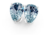Silver 0.67 Carat Pear Aquamarine Stud Earrings