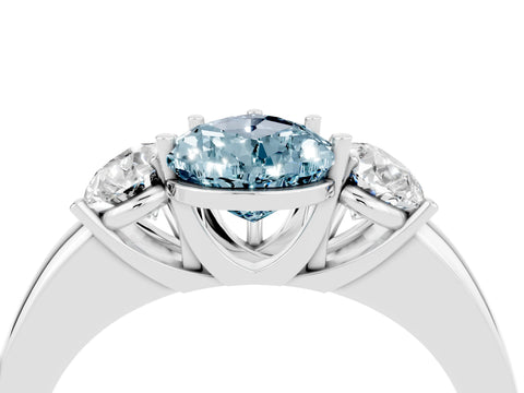 White gold Pear Cut Aquamarine Three-Stone Ring with Four-Prong Setting and Classic Band_4