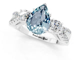 White gold Pear Cut Aquamarine Three-Stone Ring with Pavé Split Shank and Four-Prong Setting_13