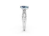 White gold Pear Cut Aquamarine Three-Stone Ring with Pavé Split Shank and Four-Prong Setting_14