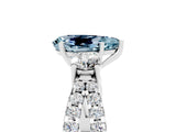 White gold Pear Cut Aquamarine Three-Stone Ring with Pavé Split Shank and Four-Prong Setting_17