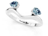 White gold Pear Cut Aquamarine Two-Stone Open Band Ring with Prong Setting_7