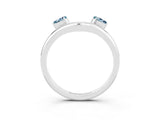 White gold Pear Cut Aquamarine Two-Stone Open Band Ring with Prong Setting_9
