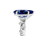 White gold Pear Cut Blue Sapphire Cluster Side Stone Solitaire Ring with Prong Setting_29
