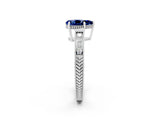 White gold Pear Cut Blue Sapphire Engagement Ring with Milgrain Channel Set Band and Prong Setting_2