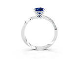 White gold Pear Cut Blue Sapphire Engagement Ring with Side Stone Accents and Four-Prong Setting_30