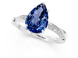 White gold Pear Cut Blue Sapphire Engagement Ring with Side Stone Accents and Four-Prong Setting_37