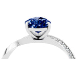 White gold Pear Cut Blue Sapphire Engagement Ring with Side Stone Accents and Four-Prong Setting_40