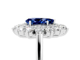 White gold Pear Cut Blue Sapphire Floral Double Halo Engagement Ring with Prong Setting_107