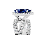 White gold Pear Cut Blue Sapphire Halo Ring with Round Split Shank and Prong Setting_65
