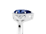 White gold Pear Cut Blue Sapphire Halo Ring with Tapered Band and Four-Prong Setting_5