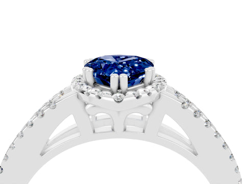 White gold Pear Cut Blue Sapphire Halo Split Shank Engagement Ring_16