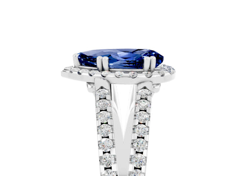 White gold Pear Cut Blue Sapphire Halo Split Shank Engagement Ring_17