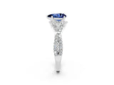 White gold Pear Cut Blue Sapphire  Halo Twist Band Solitaire Prong Setting Ring_26
