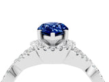 White gold Pear Cut Blue Sapphire  Halo Twist Band Solitaire Prong Setting Ring_28