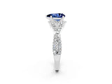 White gold Pear Cut Blue Sapphire Halo Twist Band Solitaire Prong Setting Ring_2