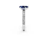 White gold Pear Cut Blue Sapphire Milgrain Pavé Engagement Ring with Four-Prong Setting_2