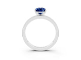 White gold Pear Cut Blue Sapphire Milgrain Pavé Engagement Ring with Four-Prong Setting_3