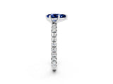 White gold Pear Cut Blue Sapphire Pavé Solitaire Ring with Round Band and Prong Setting_38