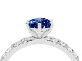 White gold Pear Cut Blue Sapphire Pavé Solitaire Ring with Round Band and Prong Setting_40