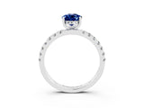 White gold Pear Cut Blue Sapphire Pave Band Solitaire Ring with Four-Prong Setting_27