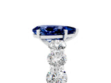 White gold Pear Cut Blue Sapphire Prong Setting with Side Stones on a Pave Band_5