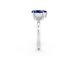 White gold Pear Cut Blue Sapphire Ring with Side Stones and Four-Prong Setting_38