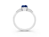 White gold Pear Cut Blue Sapphire Ring with Side Stones and Four-Prong Setting_39