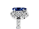 White gold Pear Cut Blue Sapphire Scalloped Halo Engagement Ring with Round Shared Prong Band_65