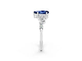 White gold Pear Cut Blue Sapphire Scattered Round Accent Ring with Prong Setting_26