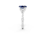 White gold Pear Cut Blue Sapphire Solitaire Celtic Knot Ring with Four-Prong Setting_14