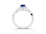 White gold Pear Cut Blue Sapphire Solitaire Celtic Knot Ring with Four-Prong Setting_15