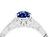 White gold Pear Cut Blue Sapphire Solitaire Celtic Knot Ring with Four-Prong Setting_16