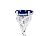White gold Pear Cut Blue Sapphire Solitaire Celtic Knot Ring with Four-Prong Setting_17