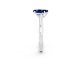 White gold Pear Cut Blue Sapphire Solitaire Engagement Ring with Cathedral Setting and Four-Prong Mount_32