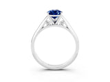 White gold Pear Cut Blue Sapphire Solitaire Engagement Ring with Cathedral Setting and Four-Prong Mount_33